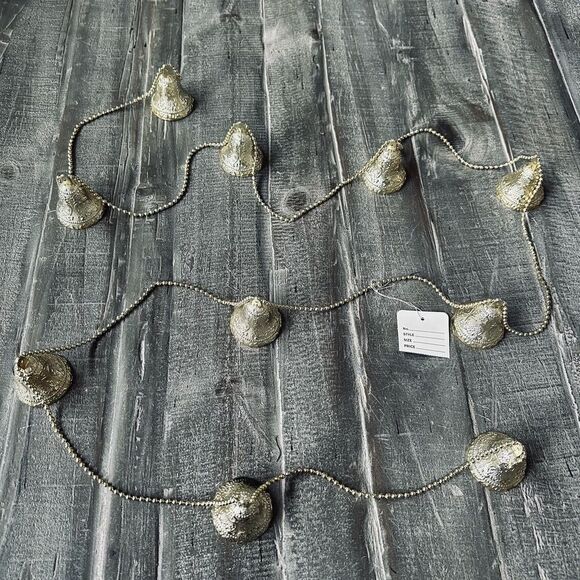 Christmas Holiday Gold Bells Beaded Garland Decor - Picture 2 of 4